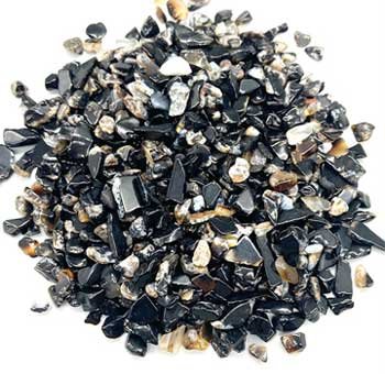 1 lb Agate, Black tumbled chips 5-12mm (image for) 1 lb Agate, Black tumbled chips 5-12mm